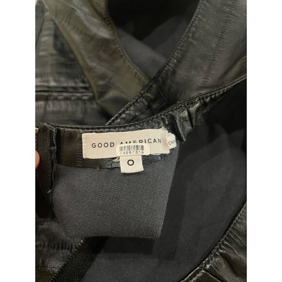 Good American Better Than Leather Faux Leather Top Black Womens Size 0 XS - Picture 10 of 11